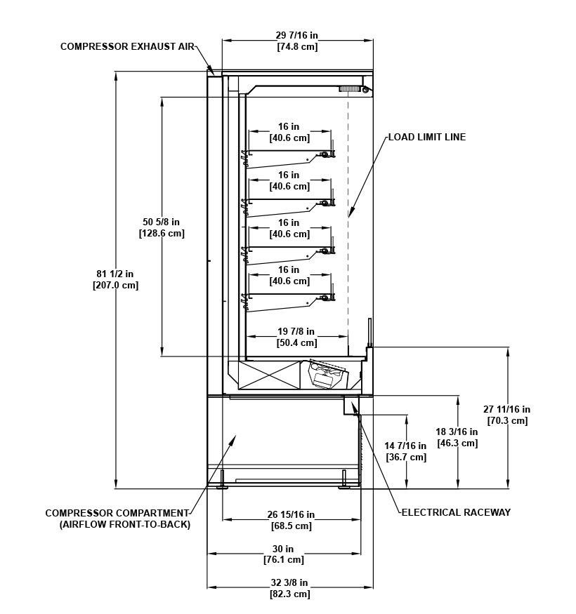 CF-S Small Format Self-Service Multi-Deck Display Case Profile