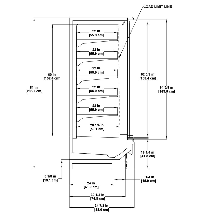 ONRB Medium Temperature Glass Door Reach-In Merchandiser Profile for Bakery, Beverage, Dairy, Deli and Produce