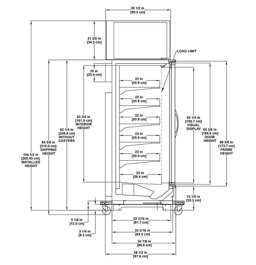 JNRBHSA self-contained glass door reach-in merchandiser profile
