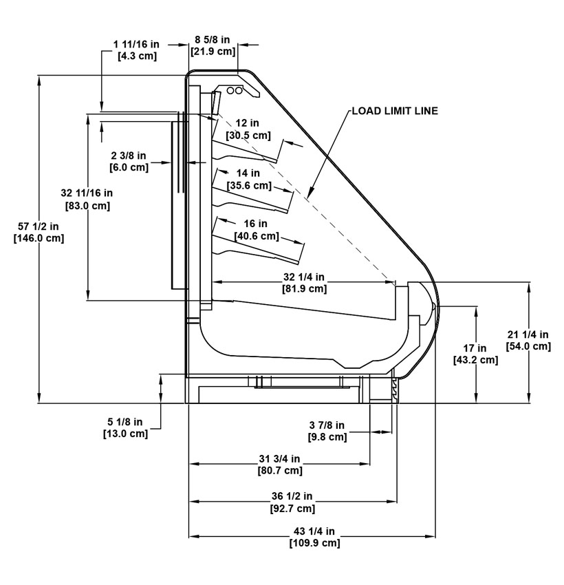 O3.75UM-NRG multi-deck medium-temperature utility cross-merchandiser for dairy, deli, meat, seafood and produce products: technical reference sheet.