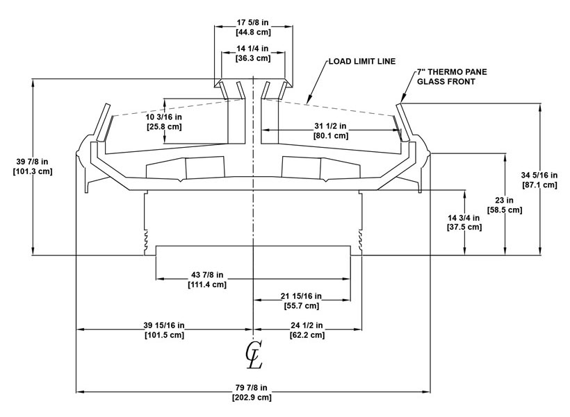 OIMB island merchandiser ideal for meat, deli, cheese, bakery, beverages and prepared foods: technical reference sheet.