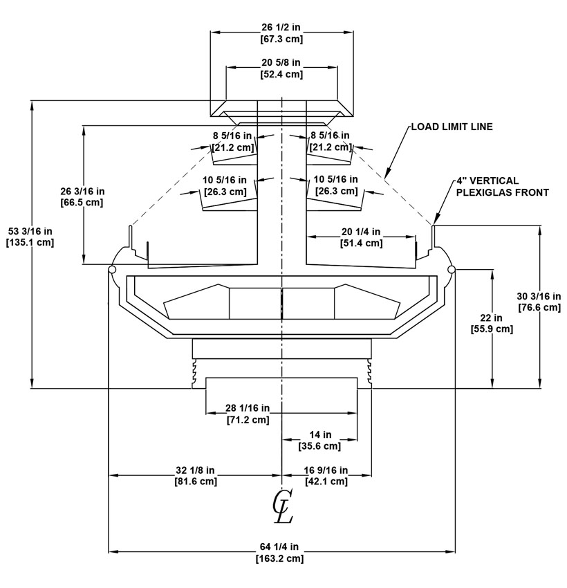 ON3IM narrow island merchandiser ideal for meat, deli, cheese, bakery, beverages and prepared foods: technical reference sheet.