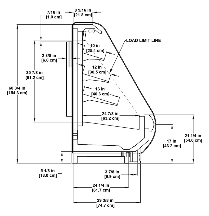 ON4UM-NRG multi-deck medium-temperature utility cross-merchandiser for dairy, deli, meat, seafood and produce products: technical reference sheet.