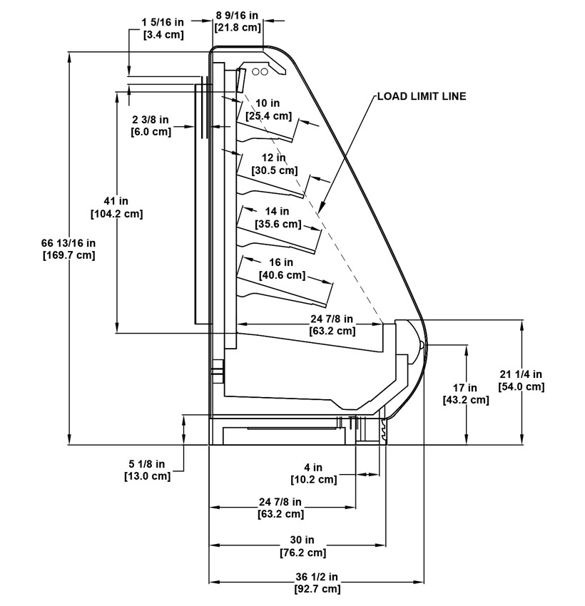 ON5UM-NRG multi-deck medium-temperature utility cross-merchandiser for dairy, deli, meat, seafood and produce products: technical reference sheet.