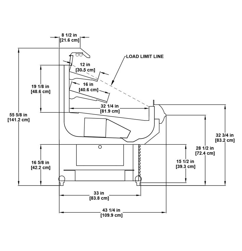 O2.5UMA multi-deck medium-temperature self-contained utility cross-merchandiser for dairy, deli, meat, seafood and produce products: technical specification sheet.