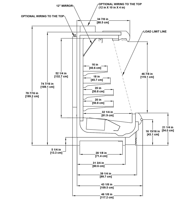 OHPH-NRG High Front Multideck Merchandiser: product detail specification sheet.
