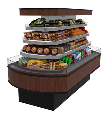 HVI-406R-408R SFC optional self service open multi-deck radius island display case