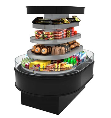HVI-406R-408R SFC standard self service open multi-deck radius island display case