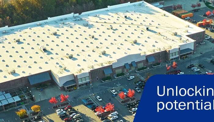 Aerial view of grocery store
