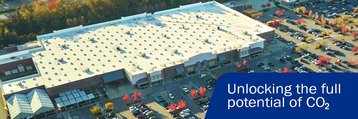 Aerial view of grocery store