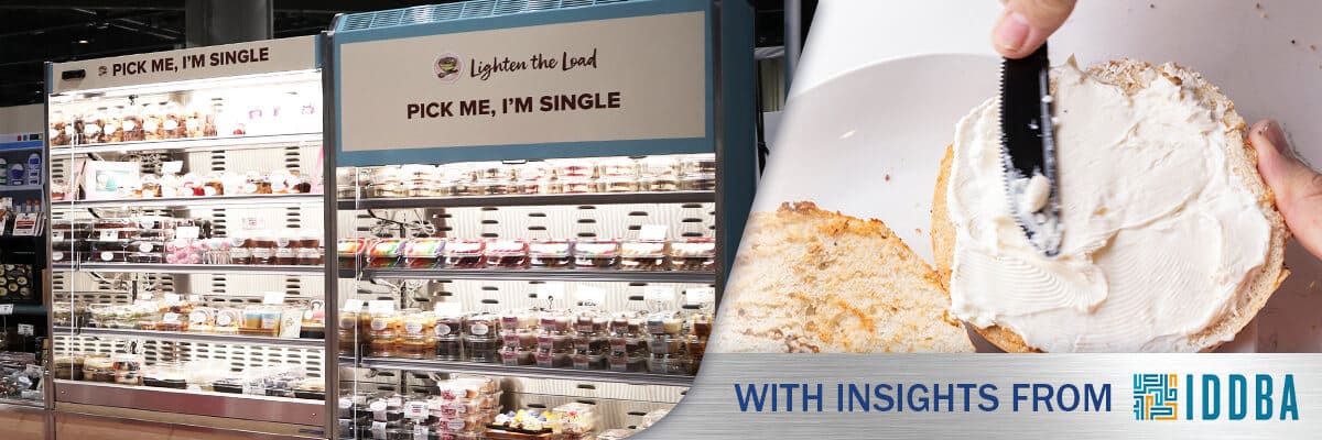 Bakery display cases with buttered bread